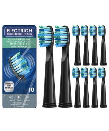 10 Pack Toothbrush Heads, Electric Toothbrush Replacement Heads Compatible with Fairywill Electric Toothbrush FW-507/508/515/551/917/959/2011/D1/D3/D7/D8 Fairy Will Black 10Pack