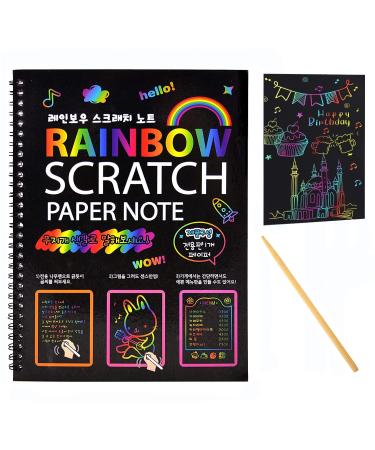 Scratch Art Note Books for Kids, Scratch Art Paper Rainbow Magic Scratch Art Books for Children, Colored Scratch Art Notebooks with Wooden Pen Children's Day Best Gifts Scratch Art Books with Wooden Pen