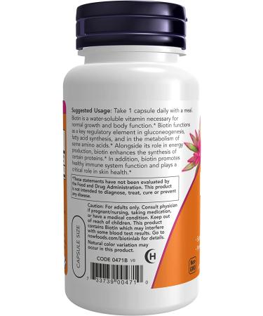 Now Foods Biotin 5000 mcg - 60 Veg Capsules for Healthy Skin, Hair & Nails - Buy Online on GoSupps.com