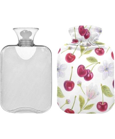 Naanle 2L Large Transparent Hot Water Bottle - Cherries & Flowers Design for Pain Relief & Warmth | Perfect for Bed & Foot Therapy - Buy Online on GoSupps.com