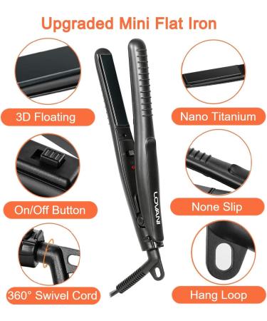 LOVANI Mini Flat Iron - Nano Titanium, Dual Voltage, 0.5 Inch Hair Straightener + Heat Resistant Travel Bag - Buy Online on GoSupps.com