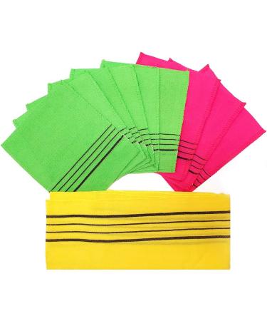 Exfoliating Washcloth Gloves & Long Back Washcloth Set - Assorted Colors - Buy Online on GoSupps.com
