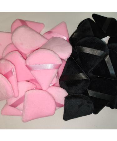 40-Pack Powder Puff Soft Makeup Sponge Velour Triangle Puffs for Loose & Setting Powder Cosmetic Foundation | Perfect Stocking Stuffers for Women (Black & Pink - Buy Online on GoSupps.com