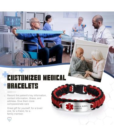 Emergency Medical Alert Bracelets - Custom Engraved Titanium Steel | Adjustable Non-Tarnish Gift for Men & Women - Buy Online on GoSupps.com