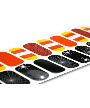 Tough Girls Nail Polish Strips - 20 Stylish Candy Corn and Spiders Designs - Includes Cuticle Stick, Nail File, and Wipes - Brighter, Thicker, Tougher - Buy Online on GoSupps.com