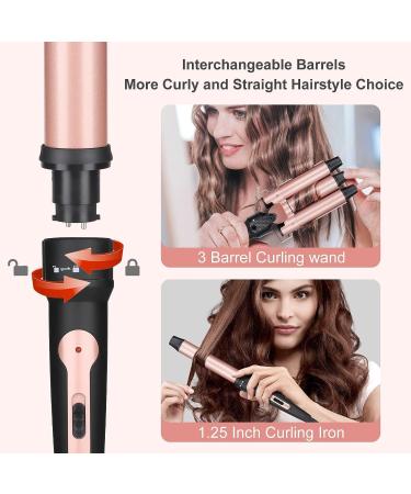 5-in-1 Beach Waver Curling Iron Wand Set for Women & Men - 3/8 to 1 1/4 Barrel Sizes - Hair Curlers & Crimper Tool with Attachments for Curly Hairstyles - Buy Online on GoSupps.com