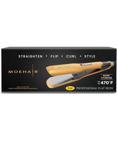 MOEHAIR Professional Titanium Ionic Flat Iron - 1.5" Ceramic Plates Adjustable Temperature Auto Shut Off | Perfect for Straightening Waving & Curling All Hair Types - Buy Online on GoSupps.com