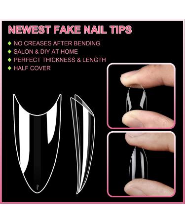 600PCS Clear Short Stiletto Nail Tips - Acrylic False Nail Tips for Salons & DIY Nail Art - 10 Sizes - Buy Online on GoSupps.com