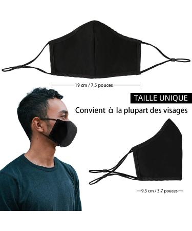 Ansta 7-Piece Washable Cotton Face Masks - Reusable Adjustable Unisex Dust Protection for Men & Women - Black - Buy Online on GoSupps.com