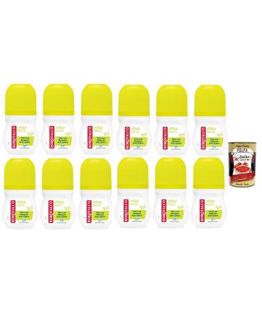 Italian Gourmet E.R. Borotalco Giallo Roll-On Active Deodorant Alcohol Free Talc with Odour Molecules 48 Hours Cedar Lime Scent 50 ml + Italian Polpa Gourmet 400 g (Pack of 12)