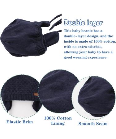 XIAOHAWANG Baby Earflap Beanie Hat - Cute Bear Knit Beanie for Infant/Toddler - Navy (6-18 Months) - Buy Online on GoSupps.com