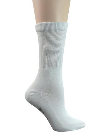 Yomandamor Women's Non-Binding Cotton Crew Diabetic Socks - 5 Pairs White - Buy Online on GoSupps.com