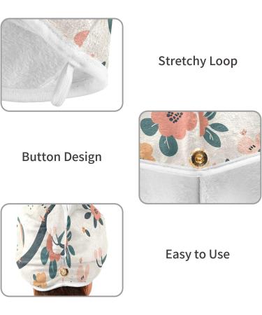 Bird Flower Tree Hair Towel 2 Pack | Super Absorbent Quick Dry Turbans for Women & Girls - Buy Online on GoSupps.com