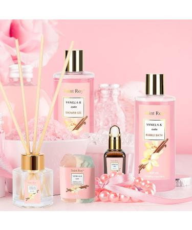 Vanilla Oat Spa Gift Basket - 14 Piece Bath Set for Women with Enriched Shea Butter - Shower Gel, Body Oil, Diffuser, Shower Steamer & More | Perfect Home Spa Gift for Mom - Buy Online on GoSupps.com