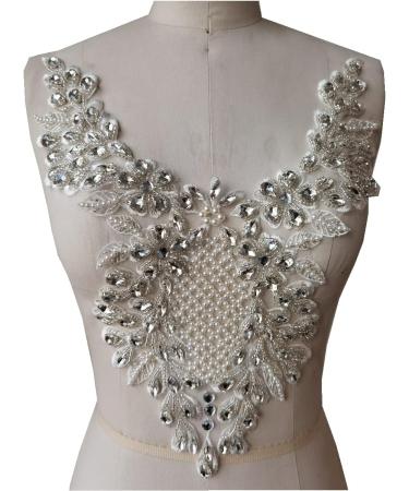Handmade Rhinestone Lace Applique with Beads - Multicolor Dress and Clothing Trim - Buy Online on GoSupps.com