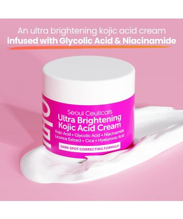 SeoulCeuticals Korean Kojic Acid Cream - Dark Spot Remover with Glycolic Acid Niacinamide & HA | Cruelty-Free K-Beauty Skincare 2oz - Buy Online on GoSupps.com