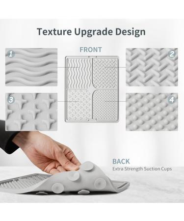 Qishare Leak Mat for Dogs - Peanut Butter Suction Cup Mat with Spatula & Brush for Easy Cleaning | Ideal for Bathing & Pet Care (Gray) - Buy Online on GoSupps.com