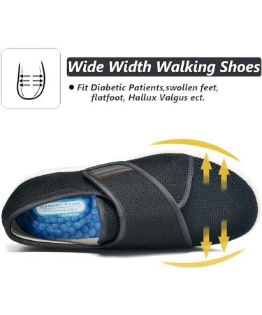 W&LESVAGO Women's Wide Width Diabetic Walking Shoes - Non-Slip Lightweight Sneakers for Diabetic, Edema, Plantar Fasciitis (8 Wide, Black) - Buy Online on GoSupps.com