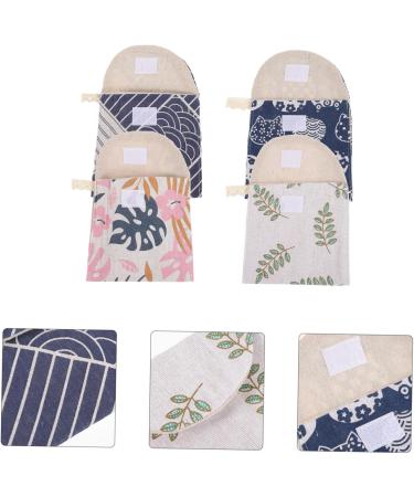 FRCOLOR Monstera Menstrual Pad Storage Bag - 4pcs Cute Cotton Linen Tampon Organizer for Bathroom - Buy Online on GoSupps.com