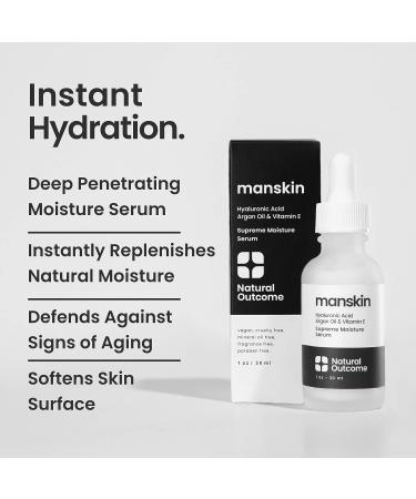 Natural Outcome Men Skin Supreme Moisture Serum - Anti-Aging Day & Night Facial Serum with Hyaluronic Acid, Argan Oil & Vitamin E - Buy Online on GoSupps.com