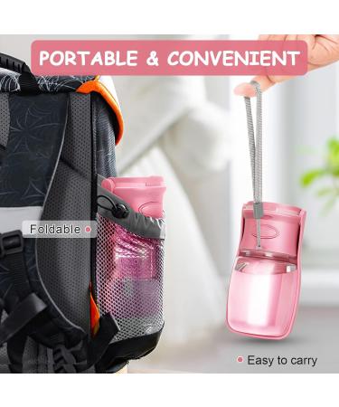 Rainpal Foldable Dog Water Bottle - 12oz Leak Proof Portable Pet Dispenser | BPA-Free Pink Travel Bottle for Hiking & Outdoor Adventures - Buy Online on GoSupps.com