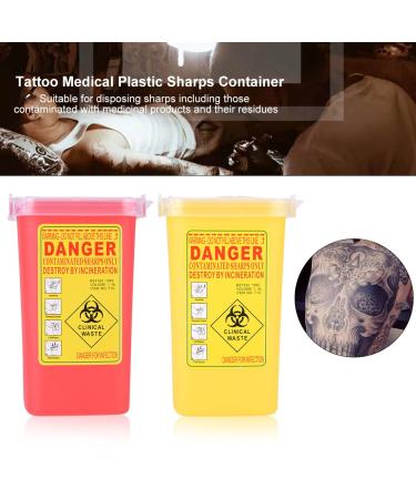 Tattoo Plastic Sharps Container 1L - Biohazard Needle Disposal Waste Box (YELLOW) - Buy Online on GoSupps.com