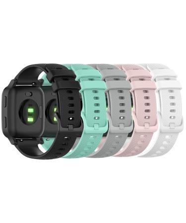 Bands Compatible with Garmin Venu/Venu Sq/Venu Sq Music Band Silicone Quick Release Straps 20MM Replacement Wristband (Black/Teal/Pink/White/Gray)