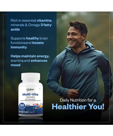 ORIBITE Multi-Vita Multivitamin 1000mg 19-in-1 Vitamins & Minerals with Vitamin C D3 B12 Zinc & Magnesium | Supports Energy Immunity Mood & Daily Wellness | Non-GMO Vegetarian 60 Tablets - Buy Online on GoSupps.com