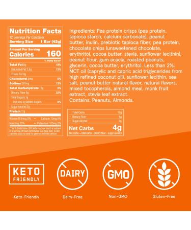 Bulletproof Protein Crisp Bars - Peanut Butter Chocolate Chip (12 Pack) | High Protein, Low Sugar - Buy Online on GoSupps.com