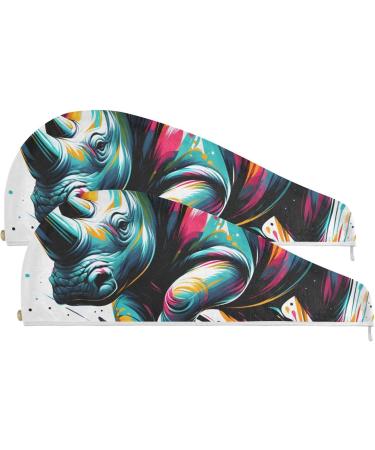 Buy Multi-Colored Rhino Hair Towel 2 Pack Super Absorbent & Quick Dry Hair Turbans for Women & Girls | International Shipping Available - Buy Online on GoSupps.com