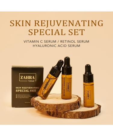 ZAHRA Trio Face Serum Travel Pack - Hyaluronic Acid Vitamin C & Retinol for Anti-Aging Dark Spots & Wrinkles (3 Vials) | International Shipping - Buy Online on GoSupps.com