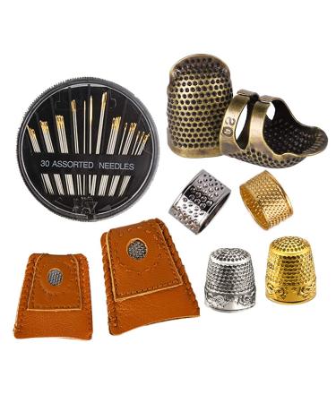 8 Pcs Sewing Thimble + 30 Pcs Sewing Needles  Finger Protector Fingertip Thimble Adjustable Metal Bronze Sewing Thimble Rings and Leather Coin Thimble for Needlework  Hand Embroidery Craft - Buy Online on GoSupps.com