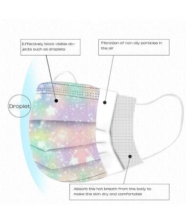 Goddess Accent 50 Pack Disposable Face_Mask Cute Floral Tie Dye Printed Protection for Adults Women - Buy Online on GoSupps.com