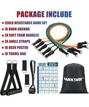 Exercise Resistance Bands Set with Handles - 150/200/250/300 lbs for Workout Yoga & Physical Therapy - Durable Multicolor Resistance Bands with Door Anchor - Buy Online on GoSupps.com