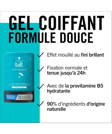 Schwarzkopf - Taft - Gel Tube Coiffant - Wet Effect Gel - Intense Shine - Normal Hold - Gentle on Hair - Long-Lasting Hold - No Sticky Effect - Provitamin B5 Formula - 300 ml - Buy Online on GoSupps.com