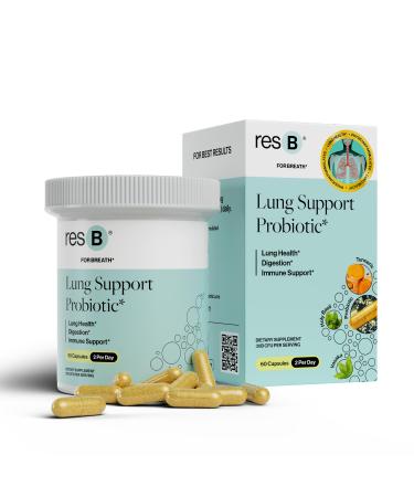 resB Lung Support Probiotic Supplement - Lung Health Supplement for Smokers Gut Health Immune & Digestive Support Respiratory Care Holy Basil & Turmeric Clinically Trialed - 60 Capsules Pack of 1 (30 Day Supply)