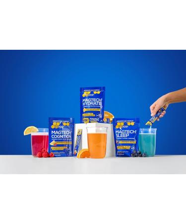 MagTech Magnesium Hydrate Packets - Sugar Free Hydration Powder - Magtein Magnesium L-Threonate Glycinate & Taurate - 200mg Chelated Triple Complex - Supports Hydration & Brain Health* - 14 Servings Hydrate (Citrus Splash) - Buy Online on GoSupps.com