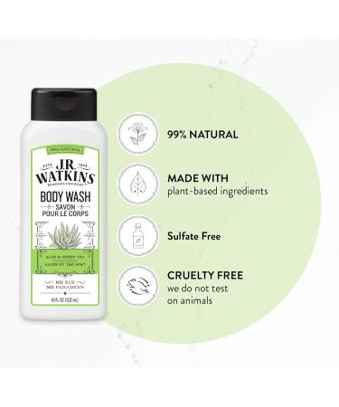 JR Watkins Natural Aloe & Green Tea Body Wash 6 Pack - Hydrating Shower Gel | SLS-Free, USA Made, 18 fl oz (Pack of 6) - Buy Online on GoSupps.com