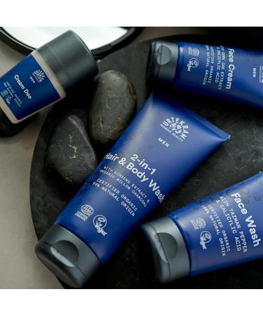 Urtekram - Men's 2-in-1 Hair & Body Wash - With Ginseng Extract & Organic Willow Charcoal - Refresh & Revitalizing - 200 ml - Vegan Organic Natural Origin - Buy Online on GoSupps.com