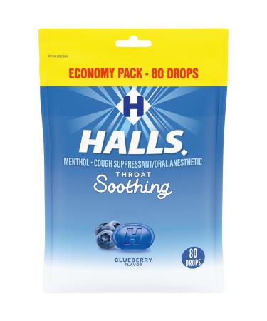 Halls Throat Soothing Blueberry Cough Drops Economy Pack 80 Drops