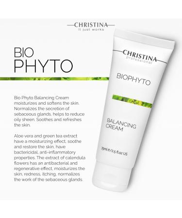 Buy CHRISTINA Bio Phyto Balancing Cream - Matte Finish Moisturizer with Green Tea Shea Butter & Calendula Oil for Oily & Combination Skin | 75ml International Shipping Available - Buy Online on GoSupps.com