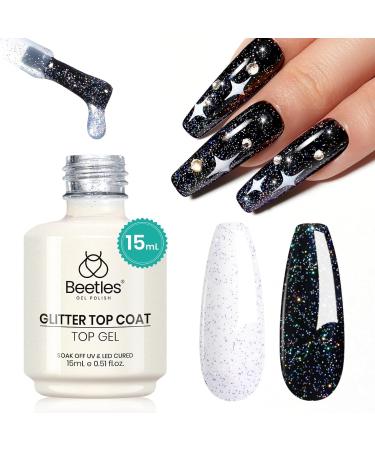Beetles Reflective Silver Glitter Gel Polish - 15ml No Wipe UV Top Coat for Stunning Nail Art & DIY Manicure - Buy Online on GoSupps.com