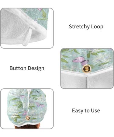 Butterflies Dry Hair Cap - 2 Piece Quick Dry Towel Set with Button Headband | Super Absorbent & Soft Comfort for All Hair Types - Buy Online on GoSupps.com