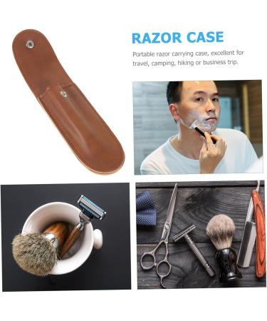 Angoily Travel Razor Case - Safety Razor Sheath for Women | Durable PU Brown Razor Bag & Travel Supplies - Perfect for Hairdressers & Manual Shaving - Buy Online on GoSupps.com