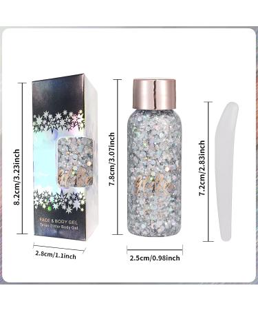 DAGEDA Silver Chunky Glitter Gel - Long Lasting Shimmer for Body, Face, Eyes, Hair, Lips, Nails - Perfect for Festival & Stage Makeup - Buy Online on GoSupps.com