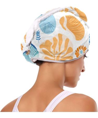 Beautiful Seashells Hair Towel 2 Pack | Super Absorbent Quick Dry Hair Turbans for Women & Girls - Buy Online on GoSupps.com
