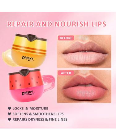 DMSKY 12 PCS Bee Lip Balm Lip Mask Honey Pot, Propolis Lip Mask Overnight Moisturizing Lip Balm with Stick, Sleeping Lip Mask Hydrating Prevention Dry & Cracked, Reduce Lip Lines 2*Strawberry & Green Apple & Peach & Lemon &  - Buy Online on GoSupps.com