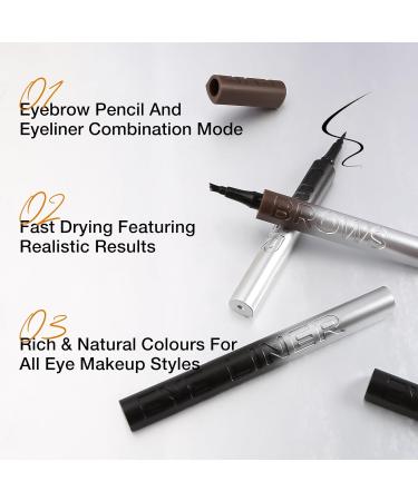 Boobeen Crayons sourcils liquides imperm ables avec pointes 4 fourches 2 pi ces set de crayons sourcils et d'eye-liner pour microblading pour un maquillage naturel des yeux 2 unit (Lot de 1) Noir et brun fonc  - Buy Online on GoSupps.com