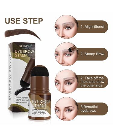 Waterproof Eyebrow Stamp Stencil Kit with 10 Reusable Molds & 2 Pencil Brushes - Dark Brown | Professional Brow Shaping Tools - Buy Online on GoSupps.com