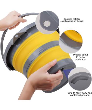 2 Pack Collapsible Plastic Buckets - 1.32 Gal (5L) Each, Foldable & Portable Round Tubs for Garden, Camping & Fishing - Buy Online on GoSupps.com